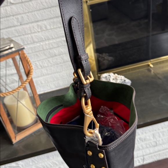 Dooney & Bourke Black Leather Shoulder Bag with Gold Accents - Picture 4 of 10